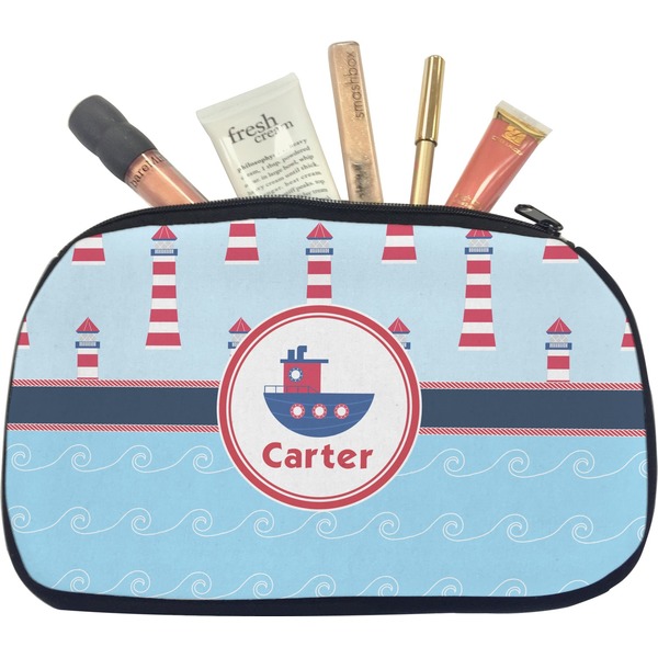 Custom Light House & Waves Makeup / Cosmetic Bag - Medium (Personalized)