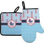 Light House & Waves Oven Mitt & Pot Holder Set w/ Name or Text