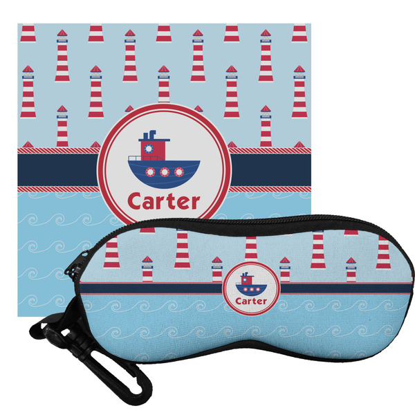 Custom Light House & Waves Eyeglass Case & Cloth (Personalized)