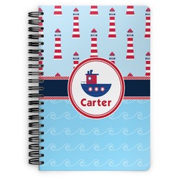 Light House & Waves Spiral Notebook - 7x10 w/ Name or Text