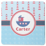 Light House & Waves Square Rubber Backed Coaster (Personalized)