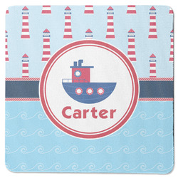Light House & Waves Square Rubber Backed Coaster (Personalized)