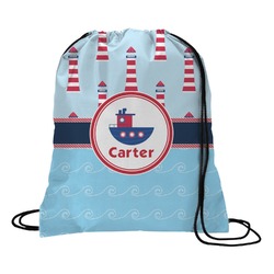 Light House & Waves Drawstring Backpack - Small (Personalized)