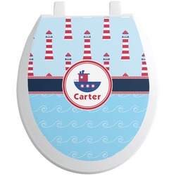 Light House & Waves Toilet Seat Decal - Round (Personalized)