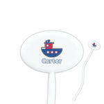 Light House & Waves 7" Oval Plastic Stir Sticks - White - Single Sided (Personalized)