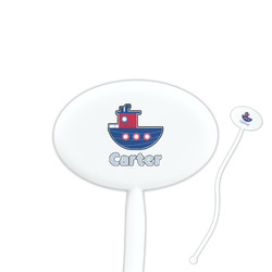 Light House & Waves 7" Oval Plastic Stir Sticks - White - Double Sided (Personalized)
