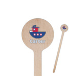 Light House & Waves 7.5" Round Wooden Stir Sticks - Single Sided (Personalized)