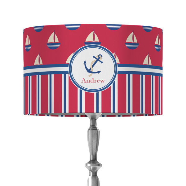 Custom Sail Boats & Stripes 12" Drum Lamp Shade - Fabric (Personalized)