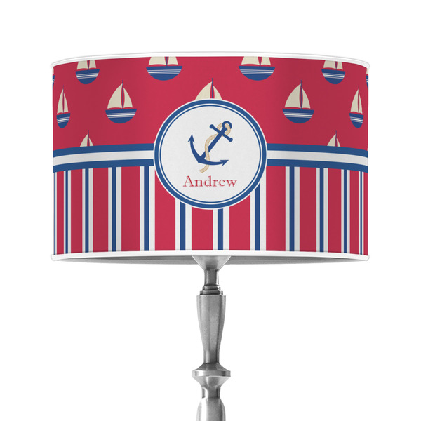 Custom Sail Boats & Stripes 12" Drum Lamp Shade - Poly-film (Personalized)