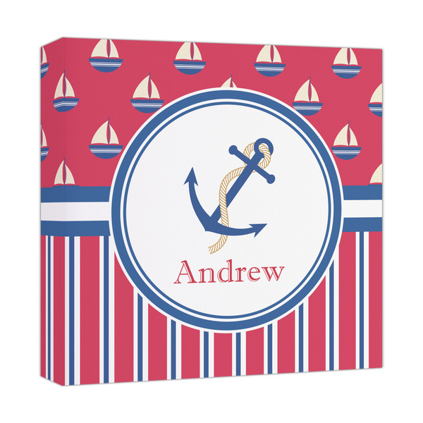 Custom Sail Boats & Stripes Canvas Print - 12x12 (Personalized)