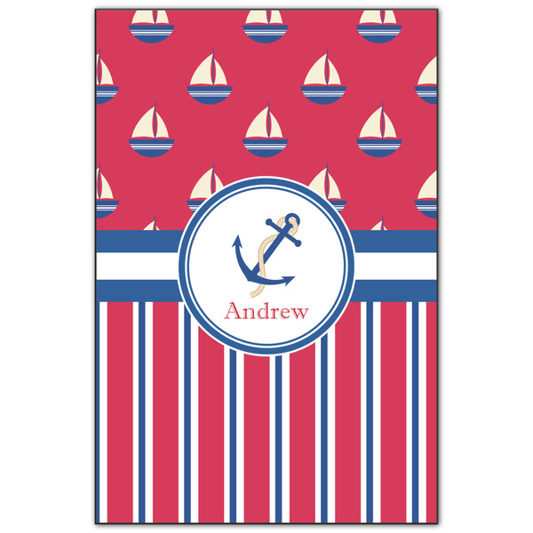 Custom Sail Boats & Stripes Wood Print - 20x30 (Personalized)