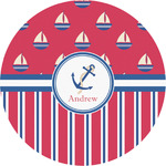 Sail Boats & Stripes Multipurpose Round Labels - Custom Sized (Personalized)