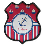 Sail Boats & Stripes Iron On Shield Patch C w/ Name or Text