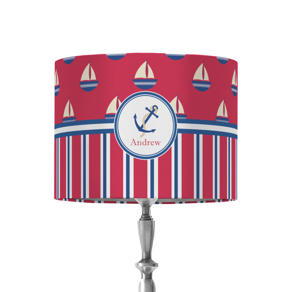 Custom Sail Boats & Stripes 8" Drum Lamp Shade - Fabric (Personalized)