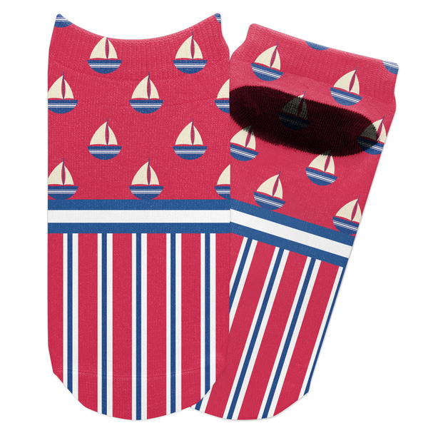 Custom Sail Boats & Stripes Adult Ankle Socks