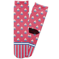 Sail Boats & Stripes Adult Crew Socks