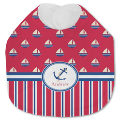 Sail Boats & Stripes Jersey Knit Baby Bib w/ Name or Text