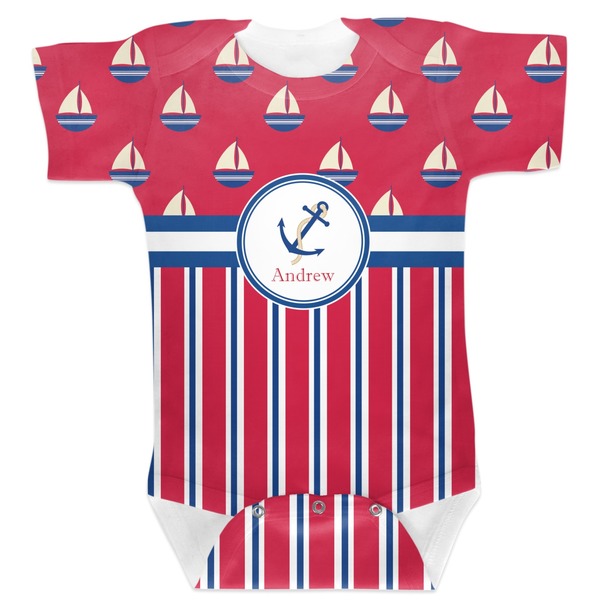 Custom Sail Boats & Stripes Baby Bodysuit 3-6 (Personalized)