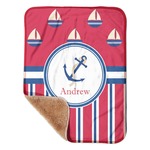 Sail Boats & Stripes Sherpa Baby Blanket - 30" x 40" w/ Name or Text