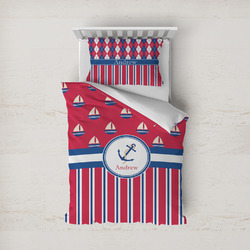 Sail Boats & Stripes Duvet Cover Set - Twin (Personalized)