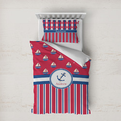 Sail Boats & Stripes Duvet Cover Set - Twin XL (Personalized)