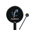 Sail Boats & Stripes Black Plastic 5.5" Stir Stick - Round - Closeup