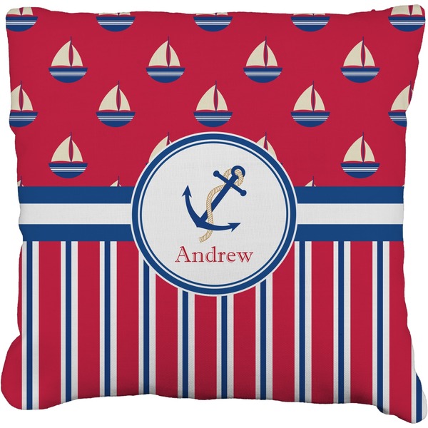 Custom Sail Boats & Stripes Faux-Linen Throw Pillow 26" (Personalized)