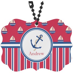 Sail Boats & Stripes Rear View Mirror Charm (Personalized)