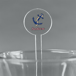 Sail Boats & Stripes 7" Round Plastic Stir Sticks - Clear (Personalized)