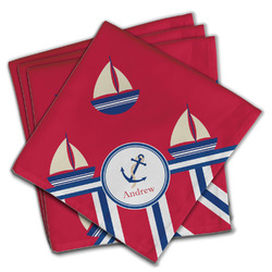 Sail Boats & Stripes Cloth Napkins (Set of 4) (Personalized)