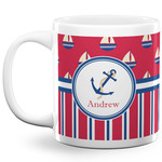 Sail Boats & Stripes 20 Oz Coffee Mug - White (Personalized)