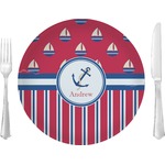 Sail Boats & Stripes 10" Glass Lunch / Dinner Plates - Single or Set (Personalized)