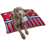 Sail Boats & Stripes Dog Bed - Large w/ Name or Text