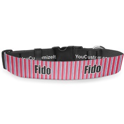 Sail Boats & Stripes Deluxe Dog Collar - Medium (11.5" to 17.5") (Personalized)