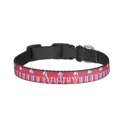 Sail Boats & Stripes Dog Collar - Small (Personalized)