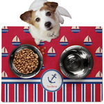 Sail Boats & Stripes Dog Food Mat - Medium w/ Name or Text