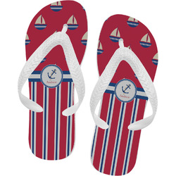 Sail Boats & Stripes Flip Flops - Small (Personalized)
