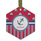 Sail Boats & Stripes Frosted Glass Ornament - Hexagon