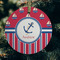 Sail Boats & Stripes Frosted Glass Ornament - Round (Lifestyle)
