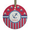 Sail Boats & Stripes Frosted Glass Ornament - Round