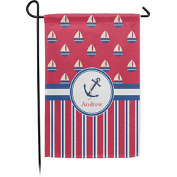 Sail Boats & Stripes Small Garden Flag - Single Sided w/ Name or Text