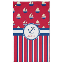 Sail Boats & Stripes Golf Towel - Poly-Cotton Blend - Large w/ Name or Text