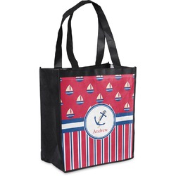 Sail Boats & Stripes Grocery Bag (Personalized)