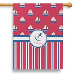 Sail Boats & Stripes 28" House Flag - Double Sided (Personalized)