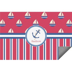 Sail Boats & Stripes Indoor / Outdoor Rug - 6'x8' w/ Name or Text