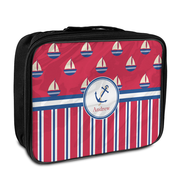 Custom Sail Boats & Stripes Insulated Lunch Bag (Personalized)