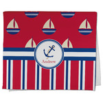 Sail Boats & Stripes Kitchen Towel - Poly Cotton w/ Name or Text