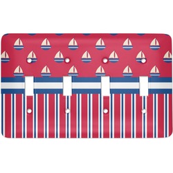 Sail Boats & Stripes Light Switch Cover (4 Toggle Plate)
