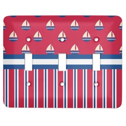 Sail Boats & Stripes Light Switch Cover (3 Toggle Plate)