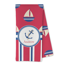 Sail Boats & Stripes Kitchen Towel - Microfiber (Personalized)